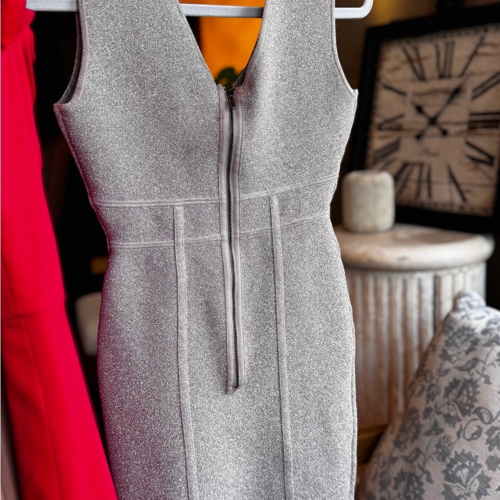 BCBGMaxAzria silver glittery Sleeveless Mini Dress - Picture 4 of 5